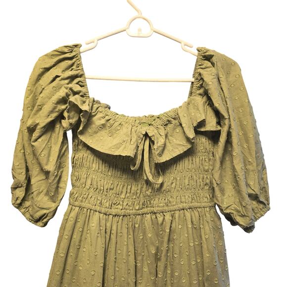 R. Vivimos green smocked milkmaid maxi dress NWT size Large - Picture 3 of 7